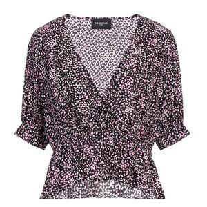 The Kooples black & pink small polka dot printed v-neck blouse